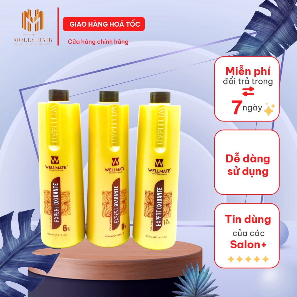 Oxy dưỡng Mollyhair thương hiệu Wellmate, không rát da đầu, dưỡng bóng tóc nhuộm 1000ml