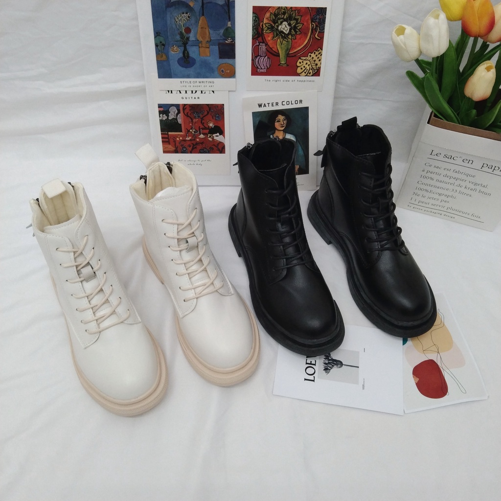 Giày Bốt Martin cổ thấp, khoá kéo Phong Cách Retro Thời Trang Mã 1210 | BigBuy360 - bigbuy360.vn