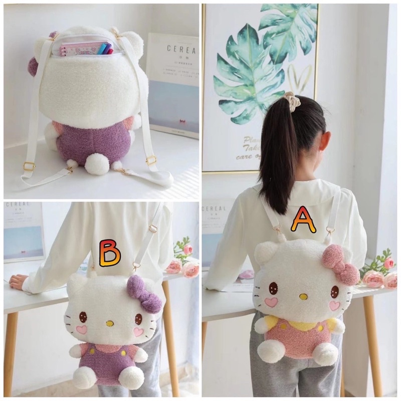 Hellokitty Ba Lô Kèm Túi 2 Trong 1 Đáng Yêu Cho Búp Bê 30x18x36cm