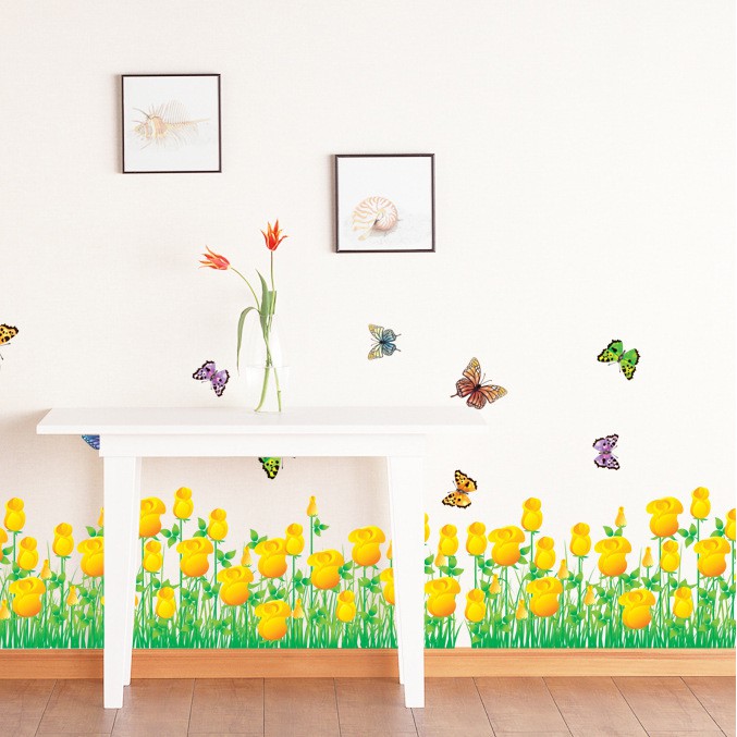Decal dán tường - Giấy dán tường - Chân tường hoa - decal chân tường - AY7025