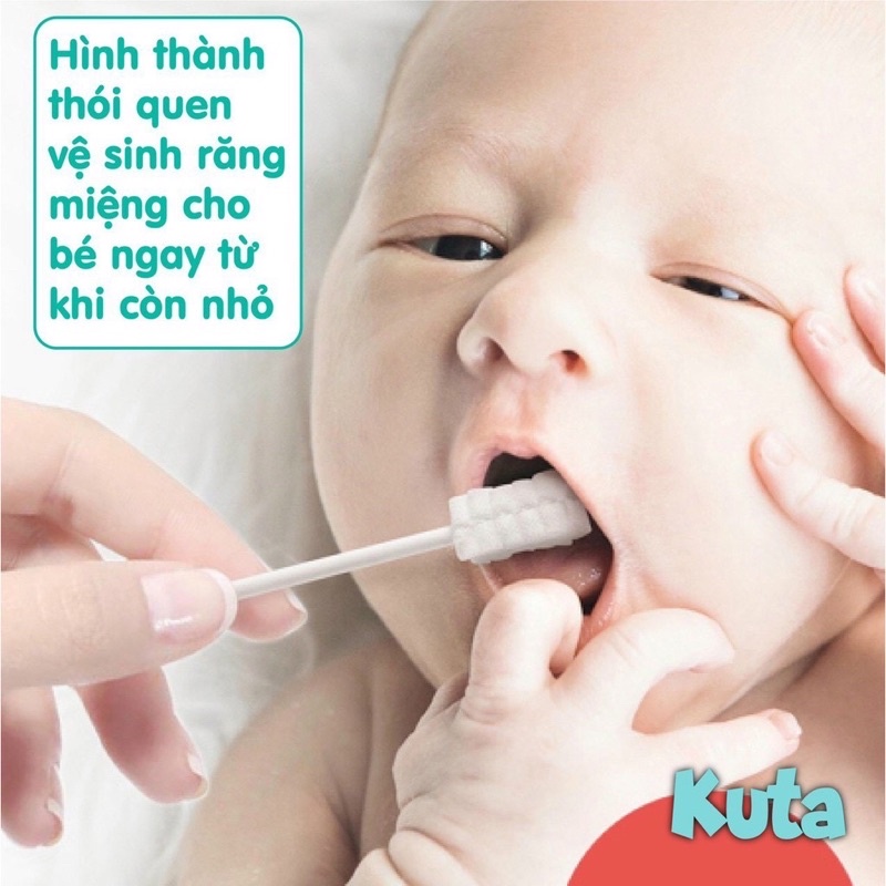 Gạc rơ lưỡi Kuta xuất Hàn an toàn, dạng que vô cùng tiện lợi (hộp 30 chiếc)