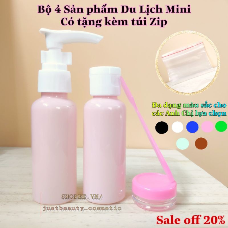 BỘ CHIẾT MỸ PHẨM DU LỊCH 4/8 MÓN 30ml 50ml 100ml túi zip túi dán 🍀 VỎ CHAI LỌ NHỰA PET giá rẻ