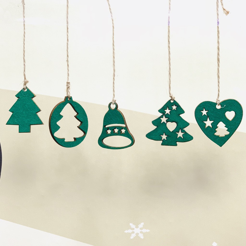 Set 5 Món Phụ Kiên Trang Trí Cây Thông Thông Noel, Nhà Cửa, Văn Phòng Siêu Xinh Bằng Gỗ Benrikids