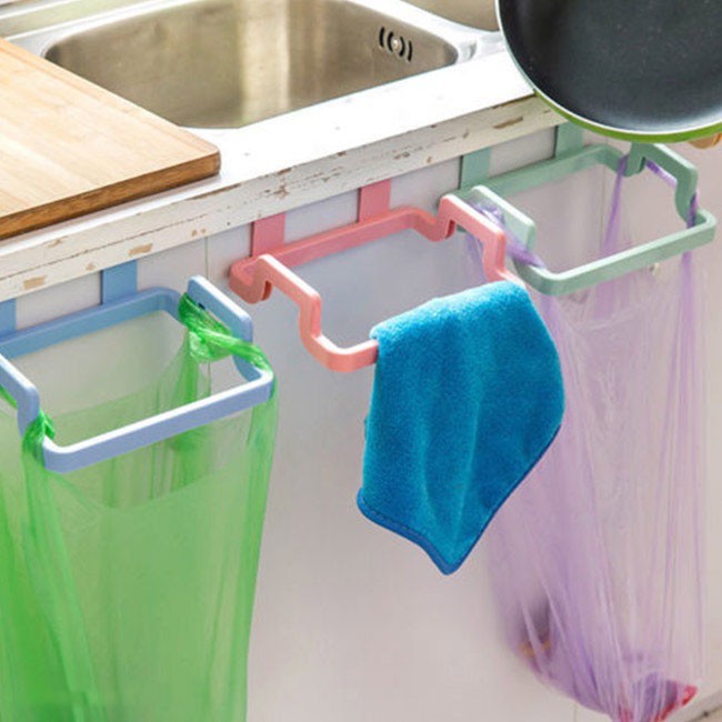 Khung treo túi rác, treo khăn gắn cửa tủ bếp đa năng Baby Shopping