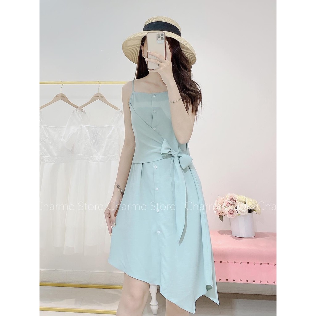 Váy 2 dây MINA màu xanh pastel 2020 LA1005 | Shopee Việt Nam