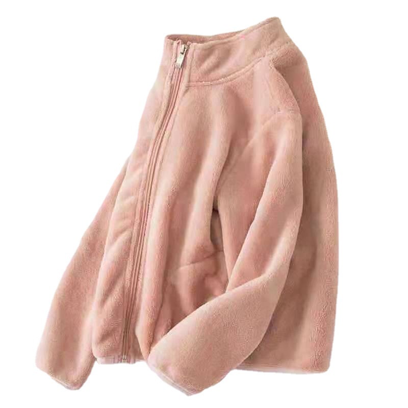 Áo Khoác Cardigan Lông Cừu San Hô Phối Khóa Kéo Thời Trang Thu Đông 2022 Mới Cho Bé