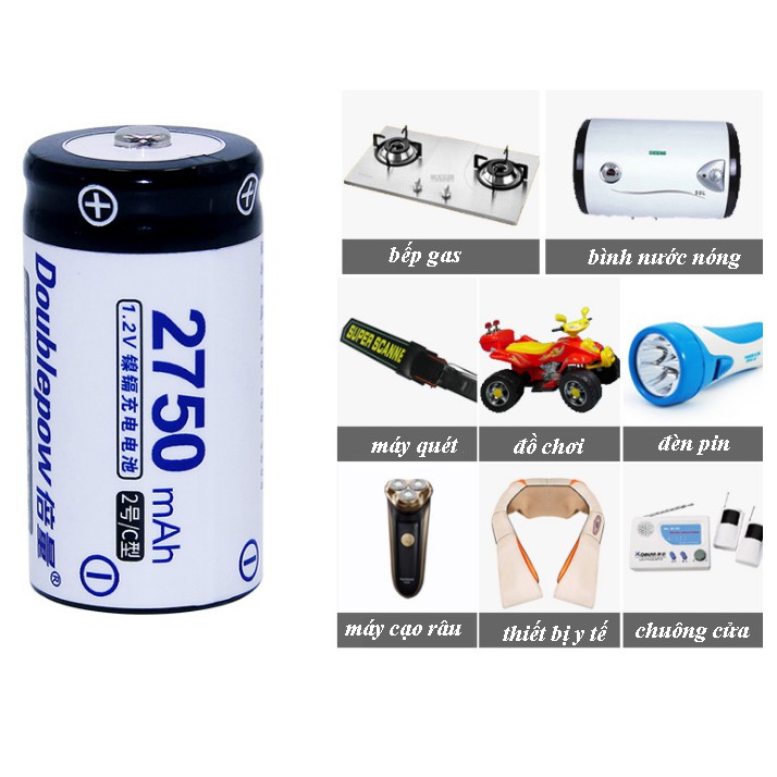 Pin sạc cỡ Trung  dùng bếp gas, đài fm, máy nóng lạnh, máy dò kim loại...