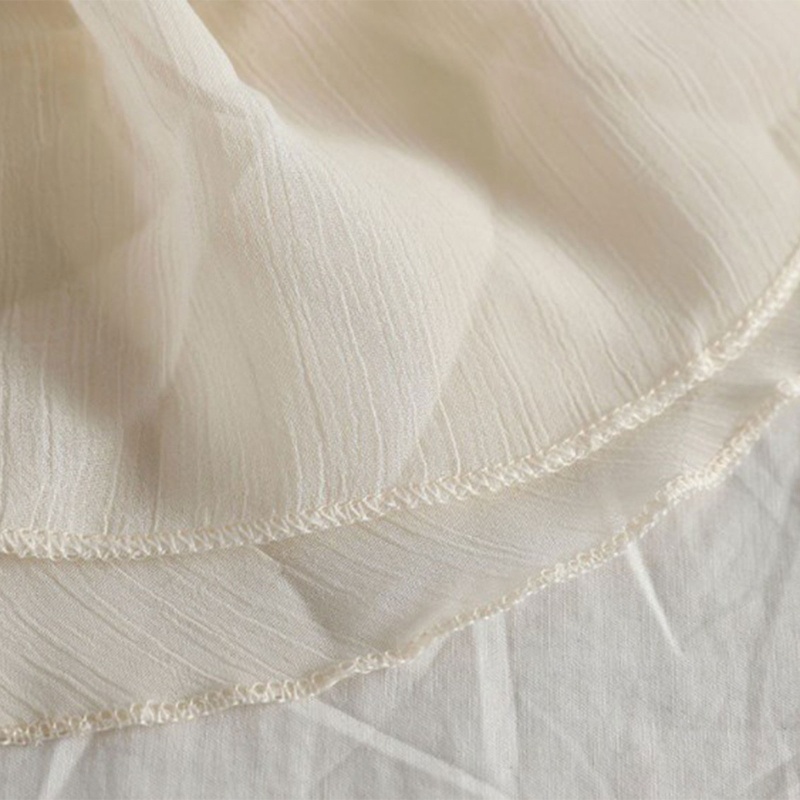 Áo Sơ Mi Chiffon Tay Dài Phồng Cột Dây Trước Dáng Rộng Màu Trơn Dành Cho Nữ