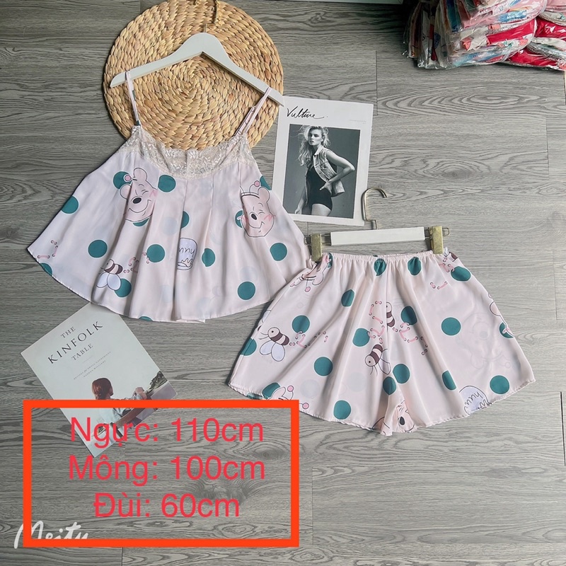 Bộ đùi hai dây xếp ly phối ren BigSize 40-70kg lụa mango siêu xinh
