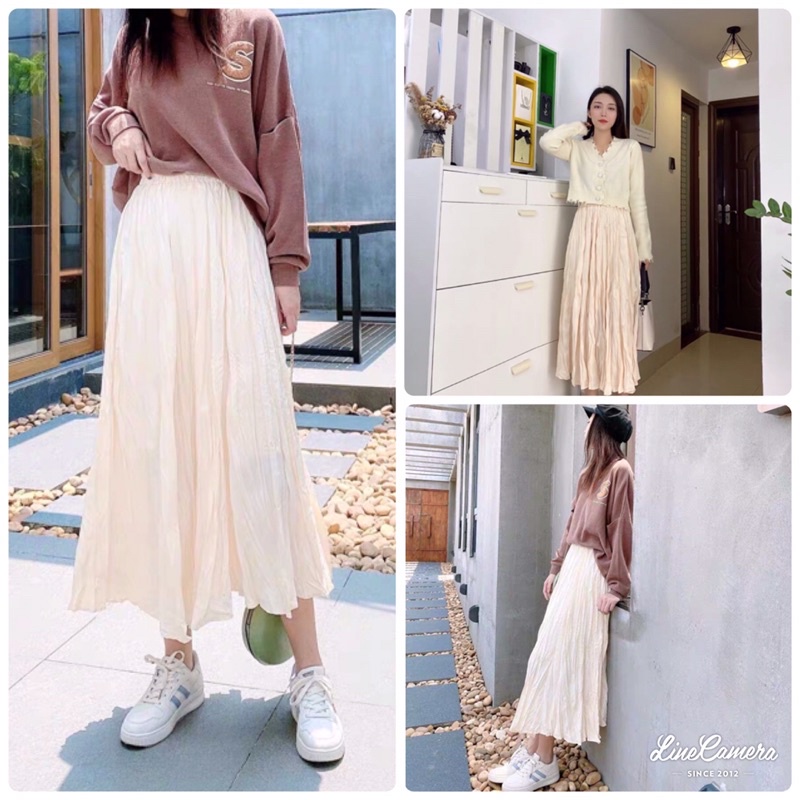 Chân Váy Nhăn Cao Cấp Quảng Châu Dài 82cm Chân Váy Midi Dáng Dài | BigBuy360 - bigbuy360.vn