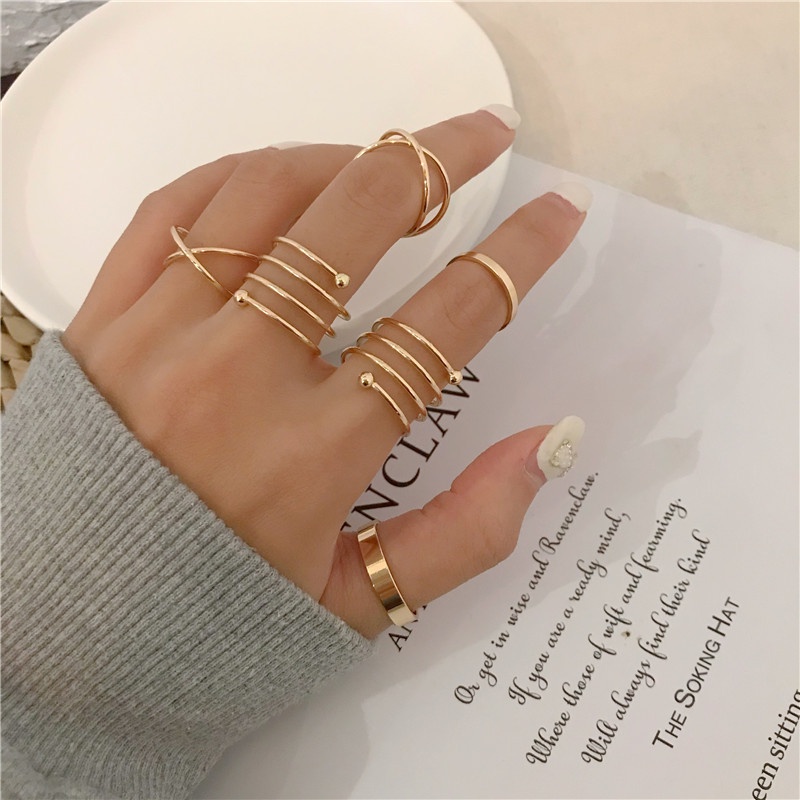 Bộ nhẫn thời trang MANYUE thiết kế đơn giản phong cách Hàn Quốc cho nữ