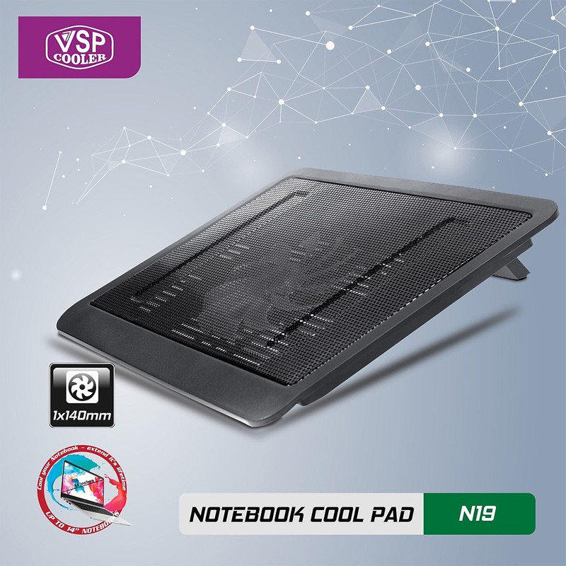 [Mã ELFLASH5 giảm 20K đơn 50K] Đế tản nhiệt Laptop Cooler Pad VSP N19 1 quạt