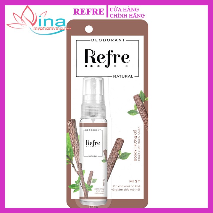 Xịt khử mùi Refre Natural Woody Hương gỗ 30ml