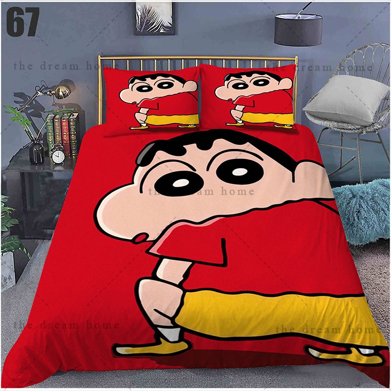 Zx Bộ Chăn Ga Và Vỏ Gối 3 Trong 1 Hình Cậu Bé Bút Chì shin Có Thể Giặt Được Cho Phòng Ngủ
