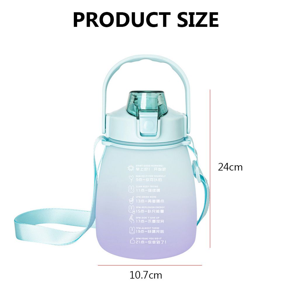 Bình Đựng Nước Bằng Nhựa Màu Gradient Dung Tích 1200ml Có Ống Hút Tiện Dụng Mang Theo Du Lịch