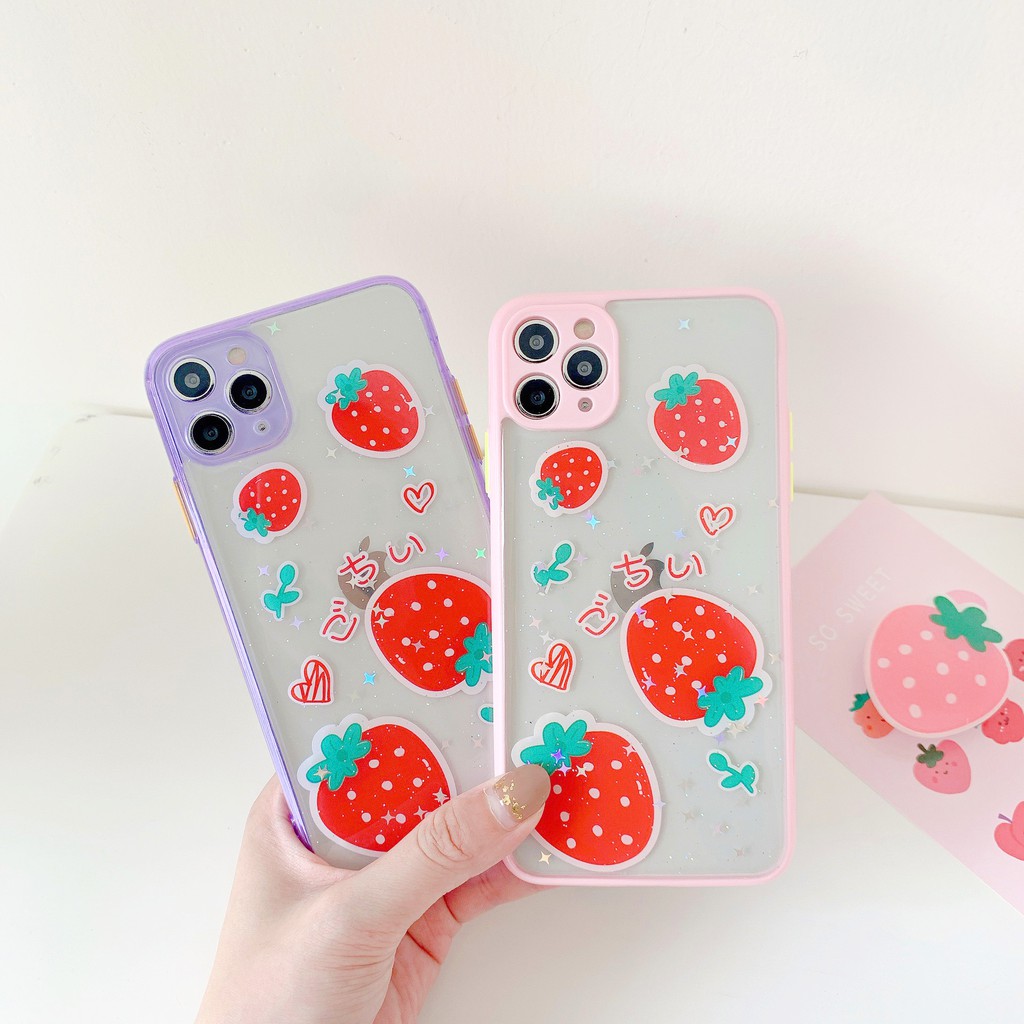 Ốp lưng iphone Blink Starwberry viền màu 5/5s/6/6plus/6s/6splus/7/7plus/8/8plus/x/xr/xs/11/12/pro/max/plus/promax | BigBuy360 - bigbuy360.vn