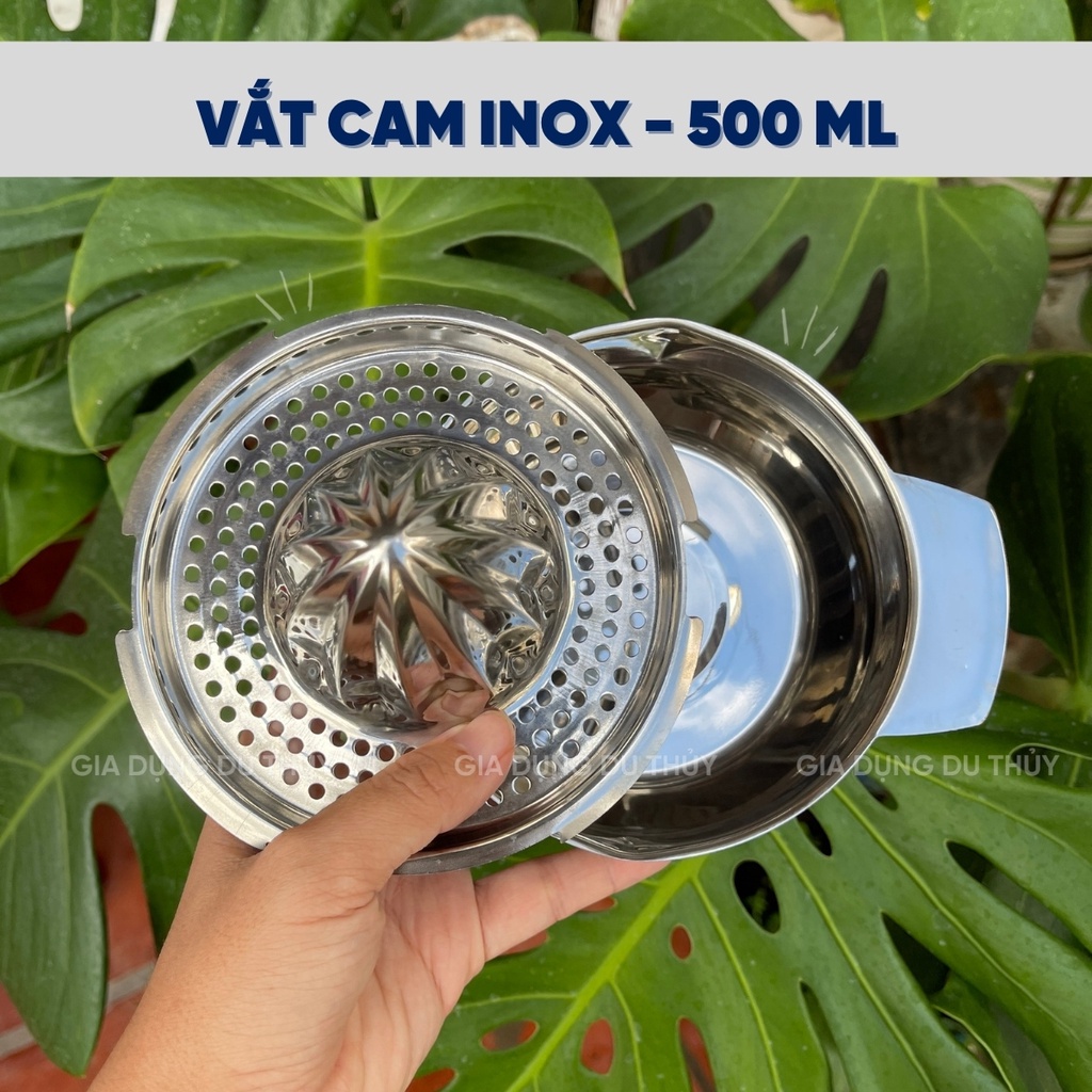 Vắt nước cam Inox 500ml chất liệu inox, nhựa acrylic không mùi an toàn cho sức khỏe, màu trắng-xanh-cam-hồng-lá-dương