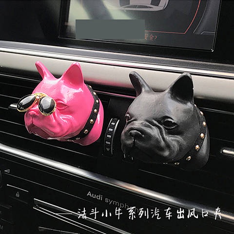 INS Hot Creative Car Perfume Air Conditioner Air Outlet Aromatherapy Jarre Aero Bull Dog Head Calf Fragrant Stone Car Accessories Auto department store supplies