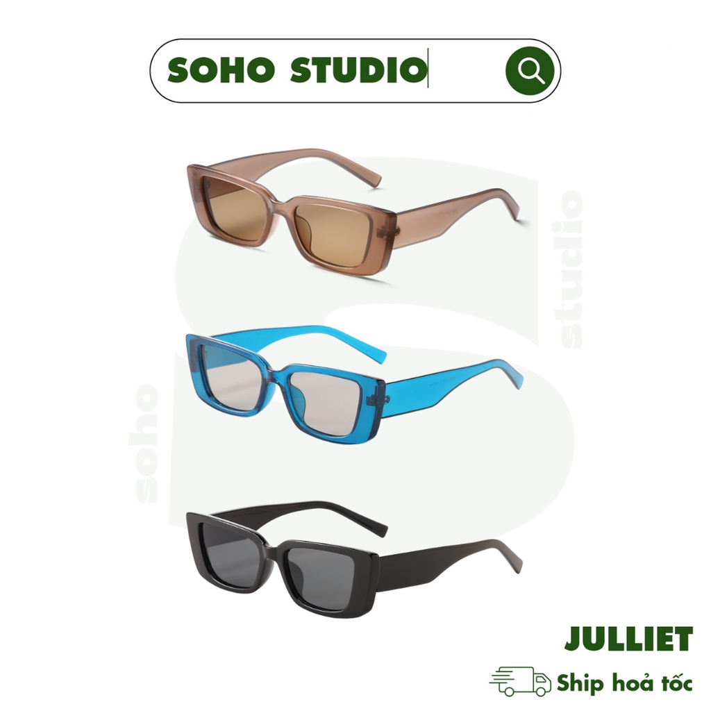Kính mát nam nữ thời trang JUILLET Soho Studio gọng chữ nhật GM hot trend, tròng màu đen ngầu, nâu, xanh, chống ánh sáng