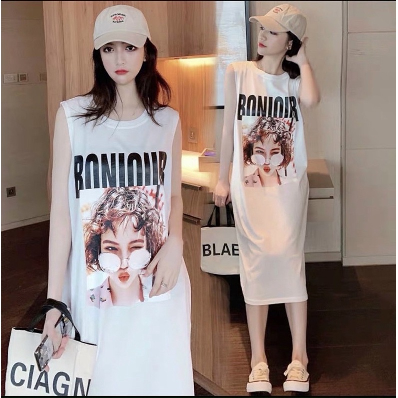Váy Suông Đầm Dài In Hình Chất Cotton Hàng Loại 1