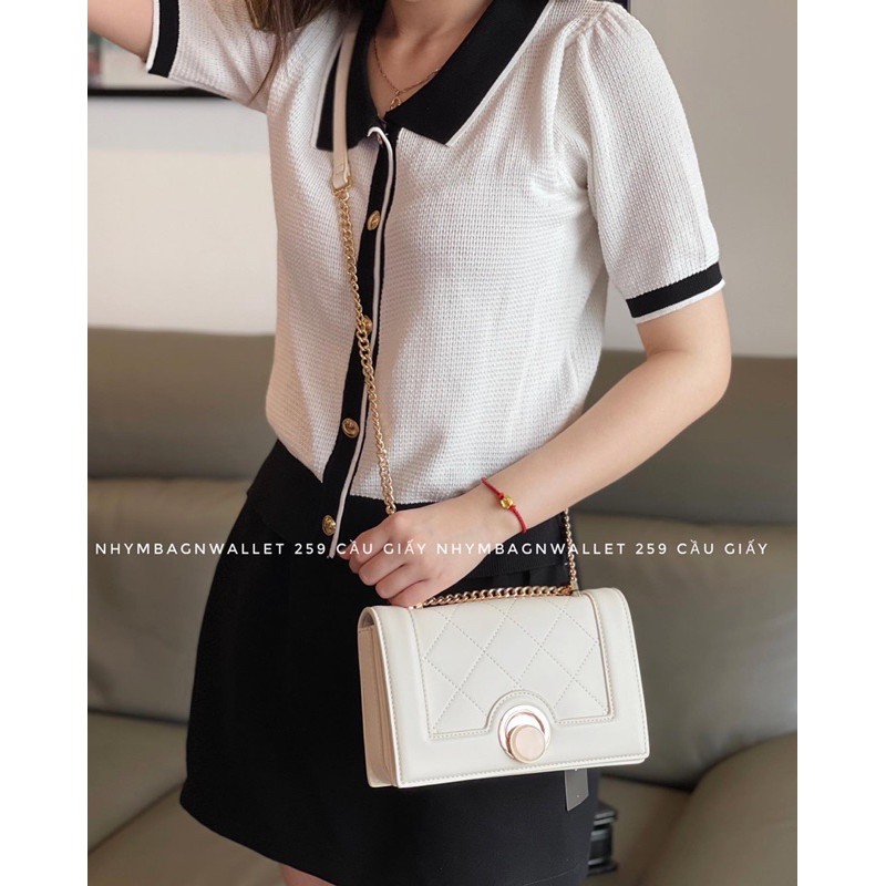 Túi khoá tròn xoay vân đá da lì