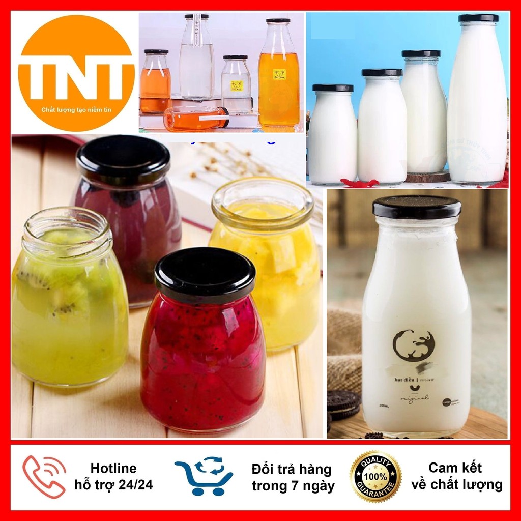 Hũ Thủy Tinh - Chai Thủy Tinh Nắp Thiếc Đựng Sữa Chua, Nước Ép