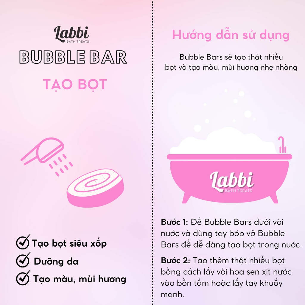 Bánh siêu tạo bọt bồn tắm FREYA [Labbi] Bubble Bar