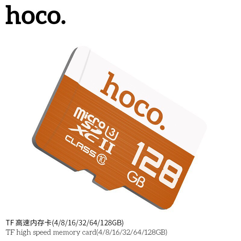 Thẻ nhớ Hoco 128GB TF micro-SD sở hữu chuẩn thẻ class 10 tốc độ thẻ nhớ truyền tải 10MB/s