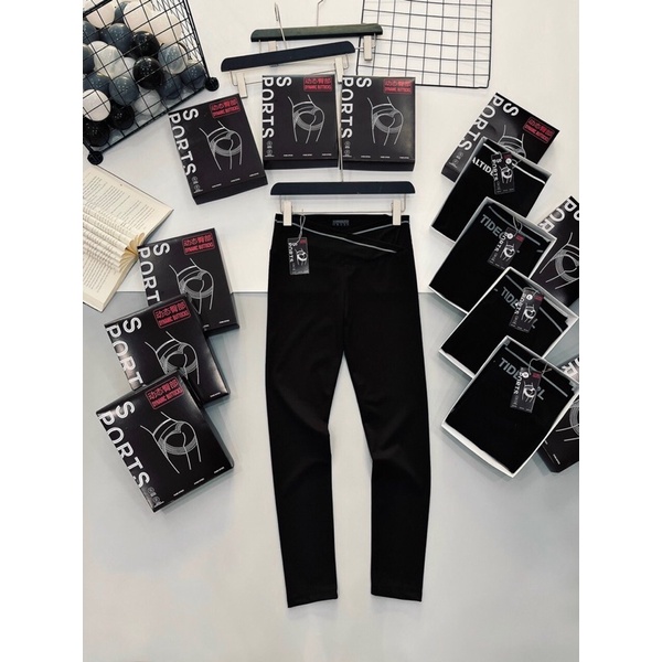 Quần Legging Cạp Chéo Viền Trắng Co Dãn Tốt
