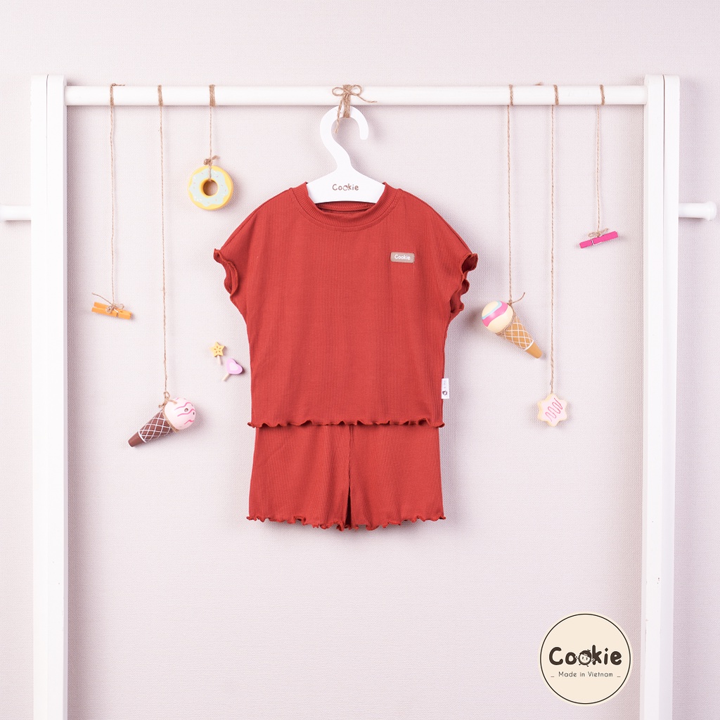 Bộ cộc tay cánh dơi cuốn bèo COOKIE cho bé gái - chất cotton tăm mềm mát