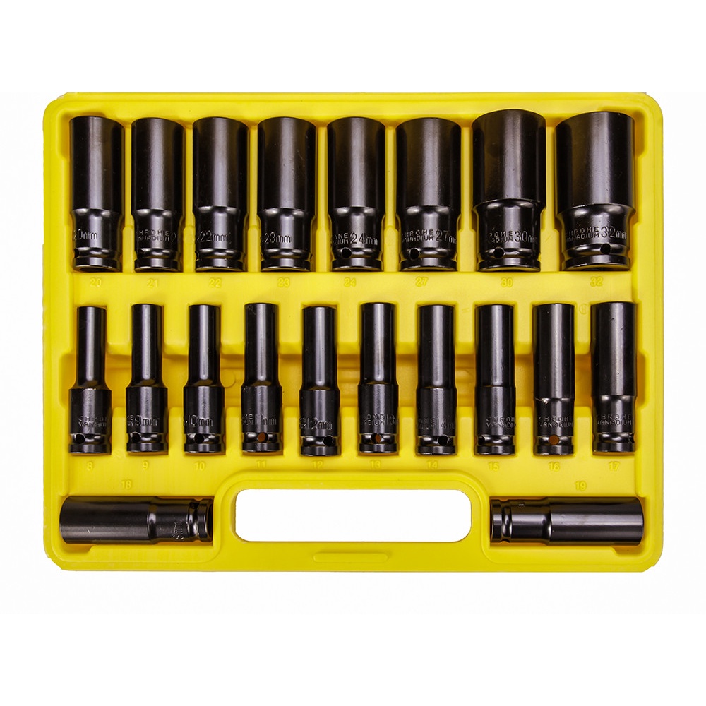 Bộ khẩu dài 10 Và 20 món dầy dặn dùng cho máy siết bulong chân 1/2