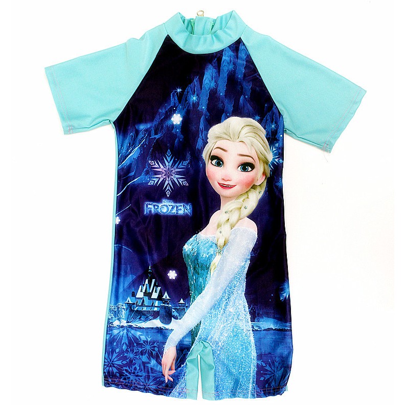 Đồ bơi một mảnh tay ngắn phong cách công chúa Elsa cho bé gái 2-11 tuổi
