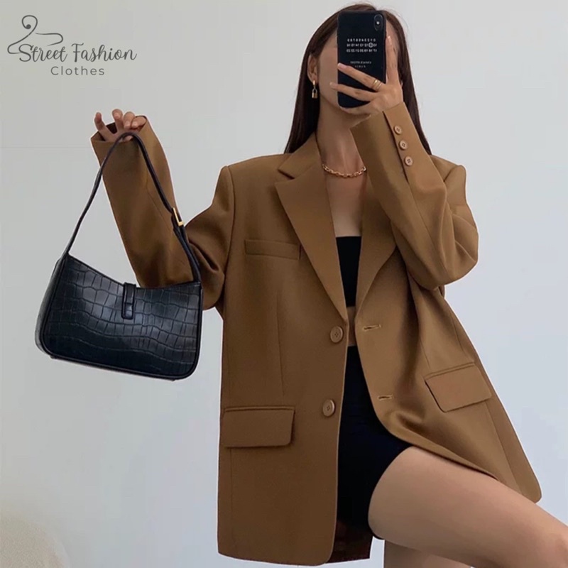 Áo khoác vest blazer nữ dáng đứng rộng oversize hot trend | BigBuy360 - bigbuy360.vn