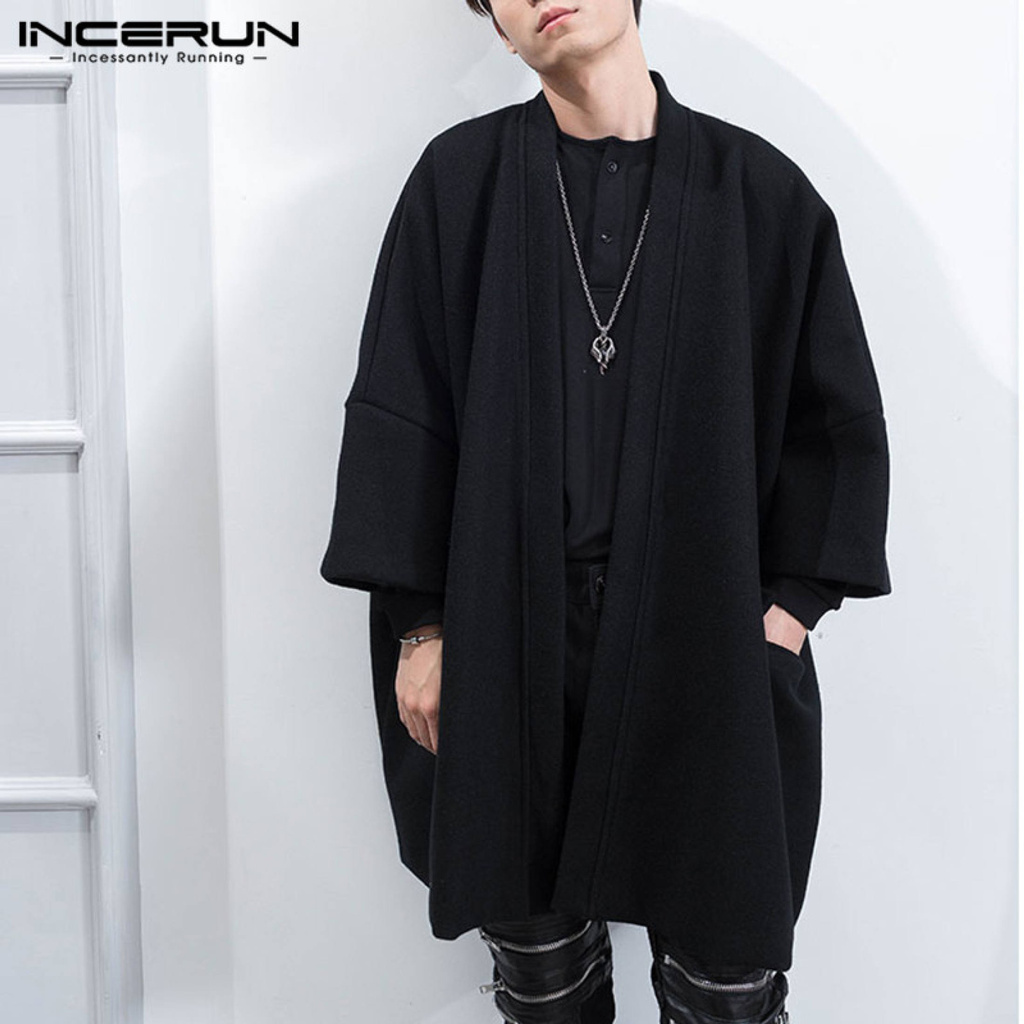 INCERUN Áo Khoác Kimono Nhật Bản Cho Nam Áo Khoác Lông Cừu Rộng Áo Cardigan Áo Khoác Ngoài Áo Blazer-168