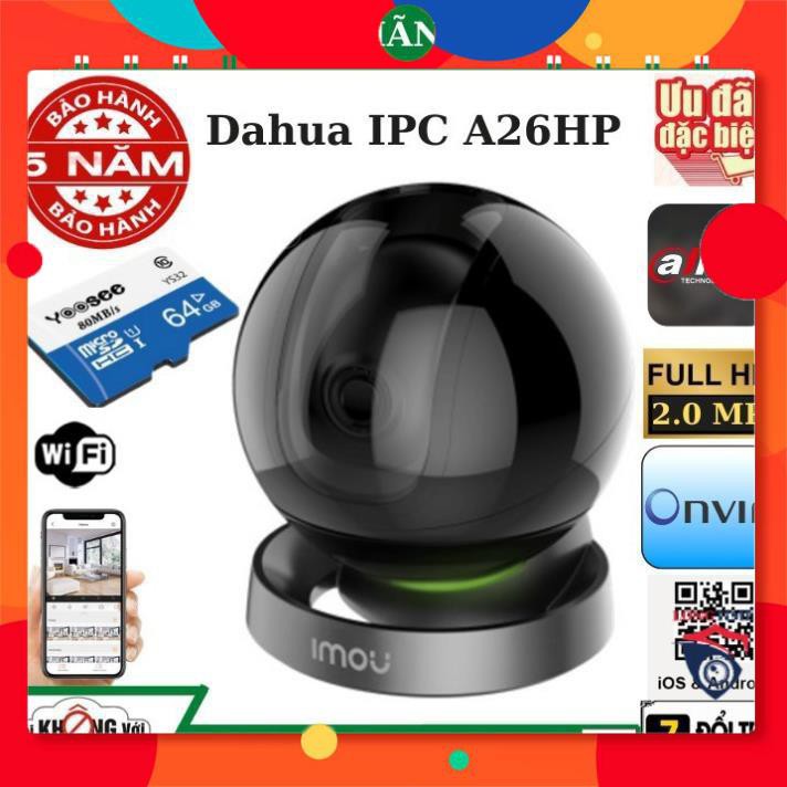 Camera wifi Imou xoay 360 độ Dahua IPC-A26HP , Đàm thoại 2 chiều , cảnh báo chuyển động, bảo hành chính hãng