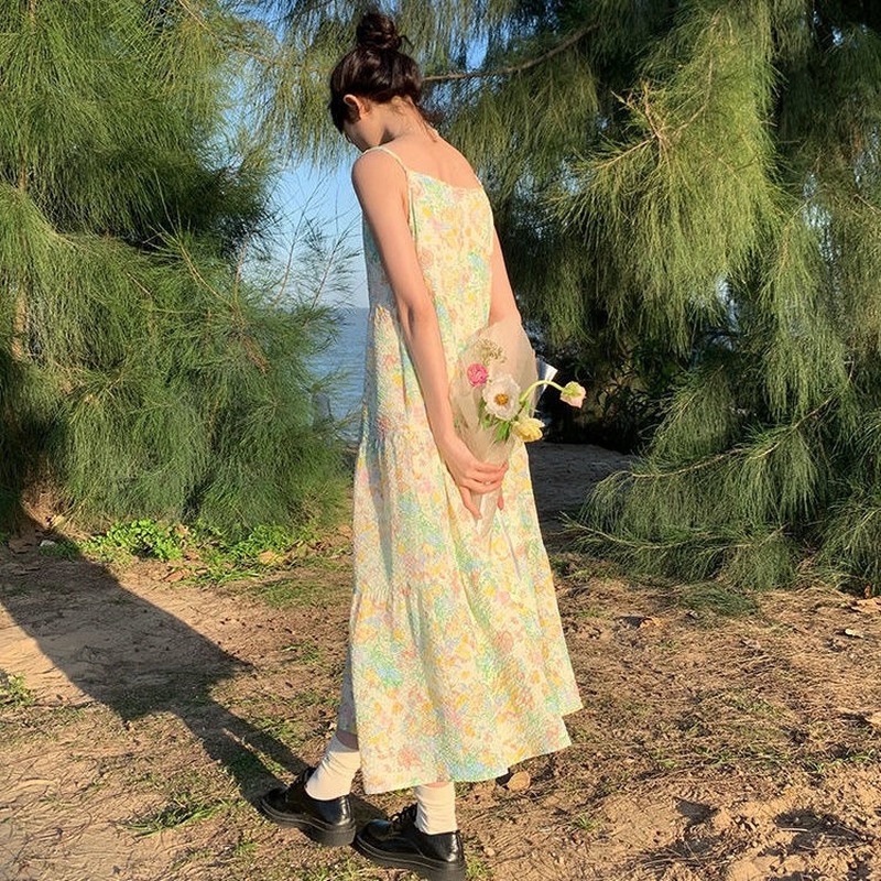 Đầm Hai Dây Mùa Hè Phong Cách Pháp Cho Nữ