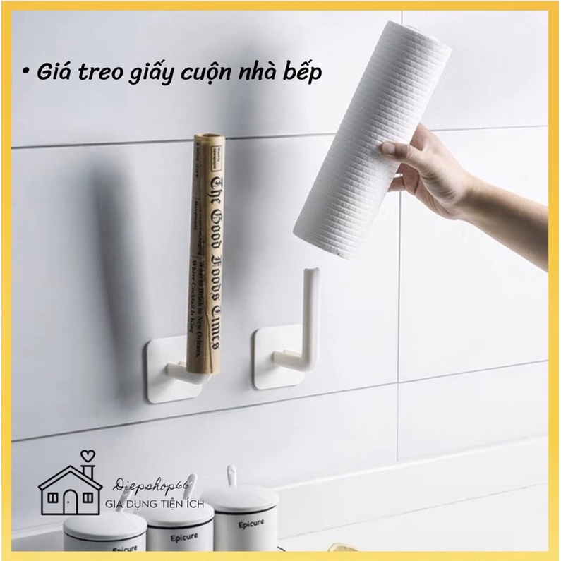 Giá treo giấy cuộn nhà bếp , Móc treo đồ chữ L dính tường đa năng -Móc dán tường chịu lực -giá treo giấy vệ sinh