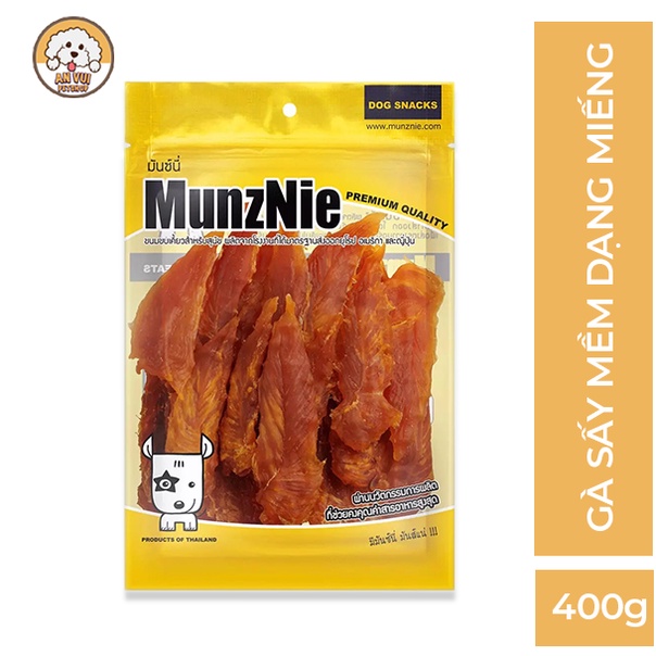 Gà sấy mềm cho chó mèo Munznie Thái dạng miếng gói 350g / 160g