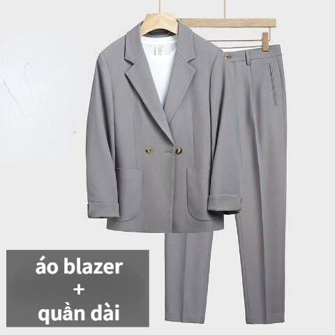 Set áo Blazer Nam Dáng Rộng Và Quần Tây, Set áo Khoác Vest Nam Nam,áo Khoác Nam Dài Tay 2 Lớp Thời Trang Cao Cấp