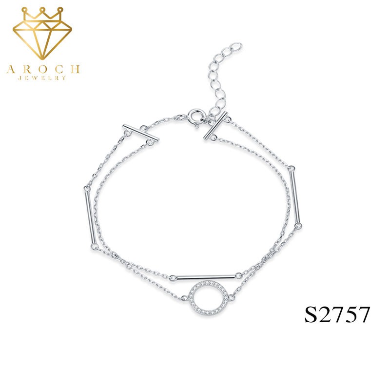 Vòng tay nữ bạc Ý s925 hai lớp mặt tròn S2757 - AROCH Jewelry
