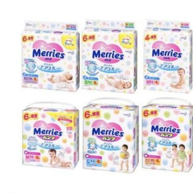 bỉm dán/quần Merries size Newborn 90+6 S82+6 M M68+6 cộng miếng