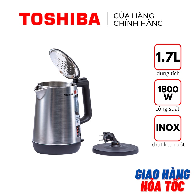 Bình đun siêu tốc Toshiba KT-17DR1NV dung tích 1.7L vỏ inox ruột inox 304 - Bảo hành hãng 12 tháng