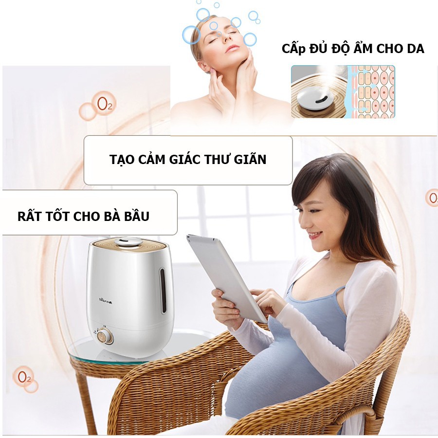 Máy Phun Sương Tạo Ẩm Chính hãng CHIGO - Máy Tạo Ẩm Dung Tích Lớn 4L, Ngắt Khi Hết Nước, Phun Sương Đều Công suất 30W