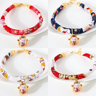 Phụ kiện dây chuyền cổ chó mèo cưng phong cách Nhật Bản với mặt dây chuyền chuông đồng mèo và dây chuyền có thể điều chỉnh cho thú cưng