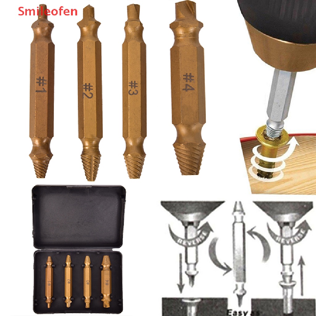 [Smileofen] Set 4 Mũi Khoan Tháo Gỡ Bu Lông Gãy Bằng Titan Mới