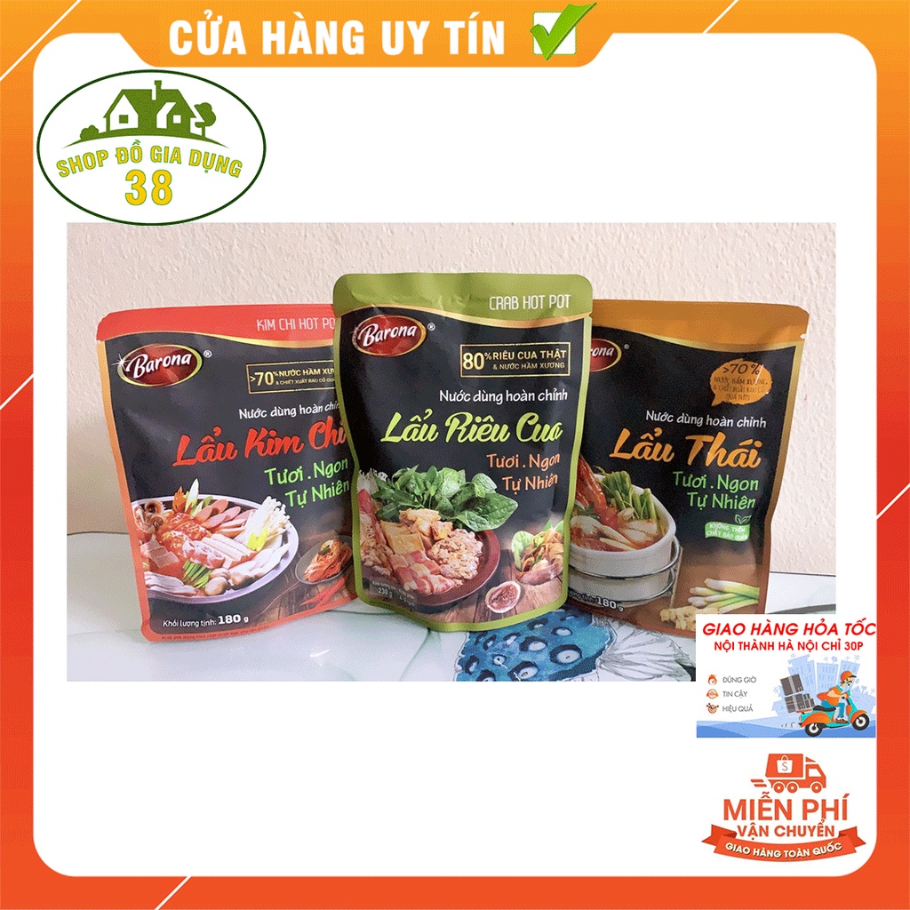 [Lẩu] Combo 3 Gói Lẩu Barona - Nước Dùng Hoàn Chỉnh Đậm Vị Yêu Thương