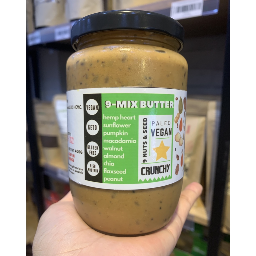 Bơ Đậu Phộng Eat Clean Mix 9 Loại Hạt Khác Nhau, Không Đường, Giảm Cân, Keto, Tăng Cường - 9 Mix Butter Crunchy Vegan