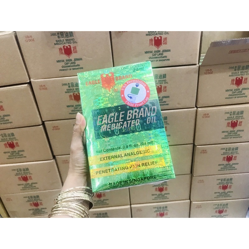Dầu Xanh 2 Nắp Mỹ, Tiêu Chuẩn Mỹ, Xuất Mỹ, Chính Hãng con Ó Eagle Brand, SX tại Singapore