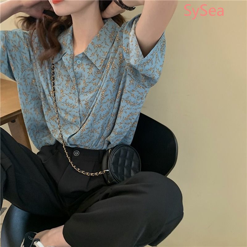 Áo sơ mi ngắn tay dáng rộng in hoa kiểu retro thời trang mùa hè dành cho nữ