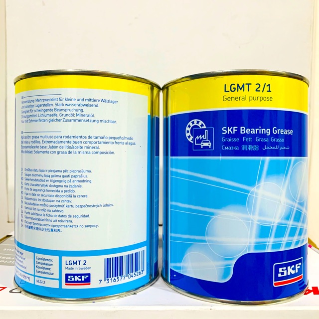 Mỡ Bò Đa Năng Chuyên Dùng Bôi Trơn Bạc Đạn Xe Máy - Ôtô SKF LGMT 2/1 Lon 1 Kg Chính Hãng SFK - Made in Sweden